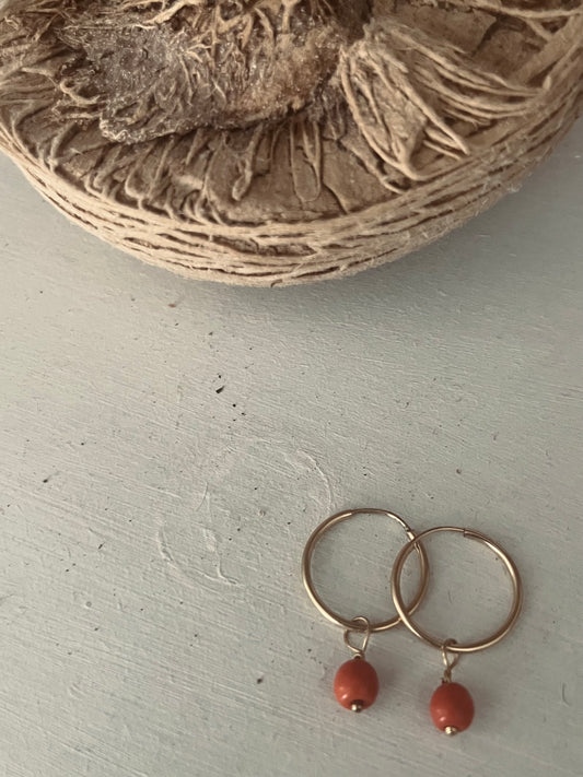 Red Coral Hoops